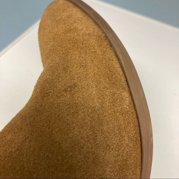 FRANCO SARTO Sz 10 Suede Straps Fringe Stacked Heel Western Style Zip Up Booties - Picture 10 of 11